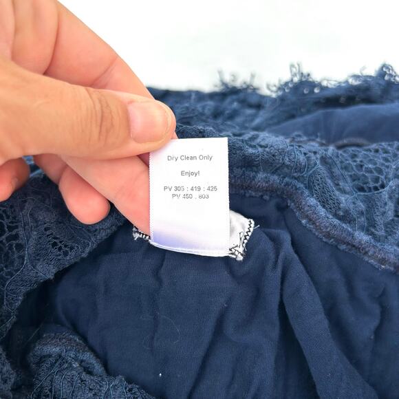 Vintage Nightcap Lace Boho Lace Festival Dress Slit Sheer Navy Blue Size 4 - Picture 9 of 9